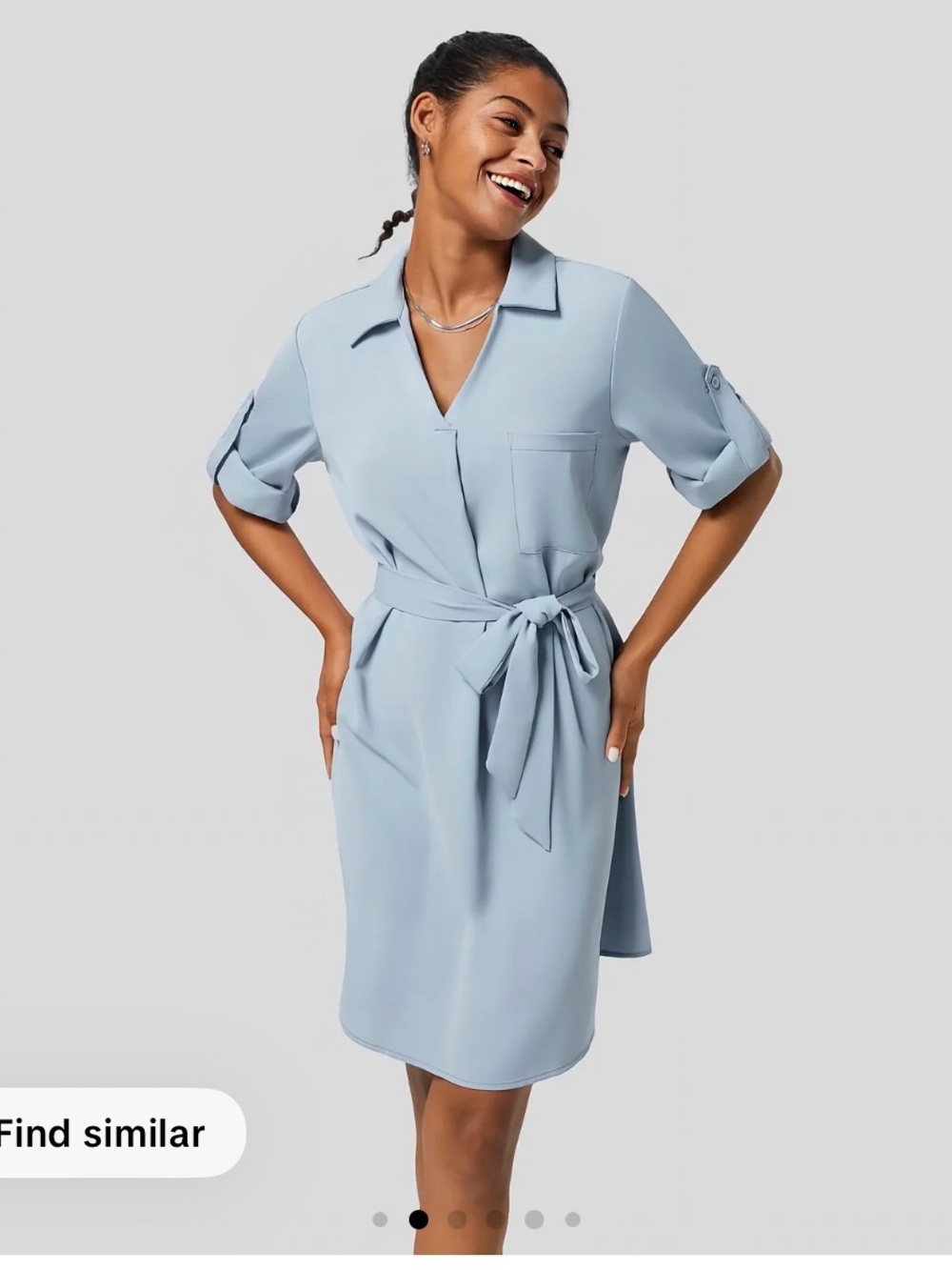 HALARA Black Wrap Dress with Tie Waist